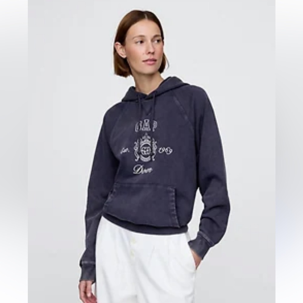 GAP Doen Oversized Dark Blue Graphic Hoodie. Size Xs New